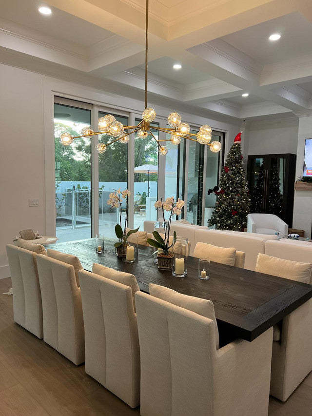 Kristal Modern Clear Crystal Round Chandelier 48" Over Dining Table