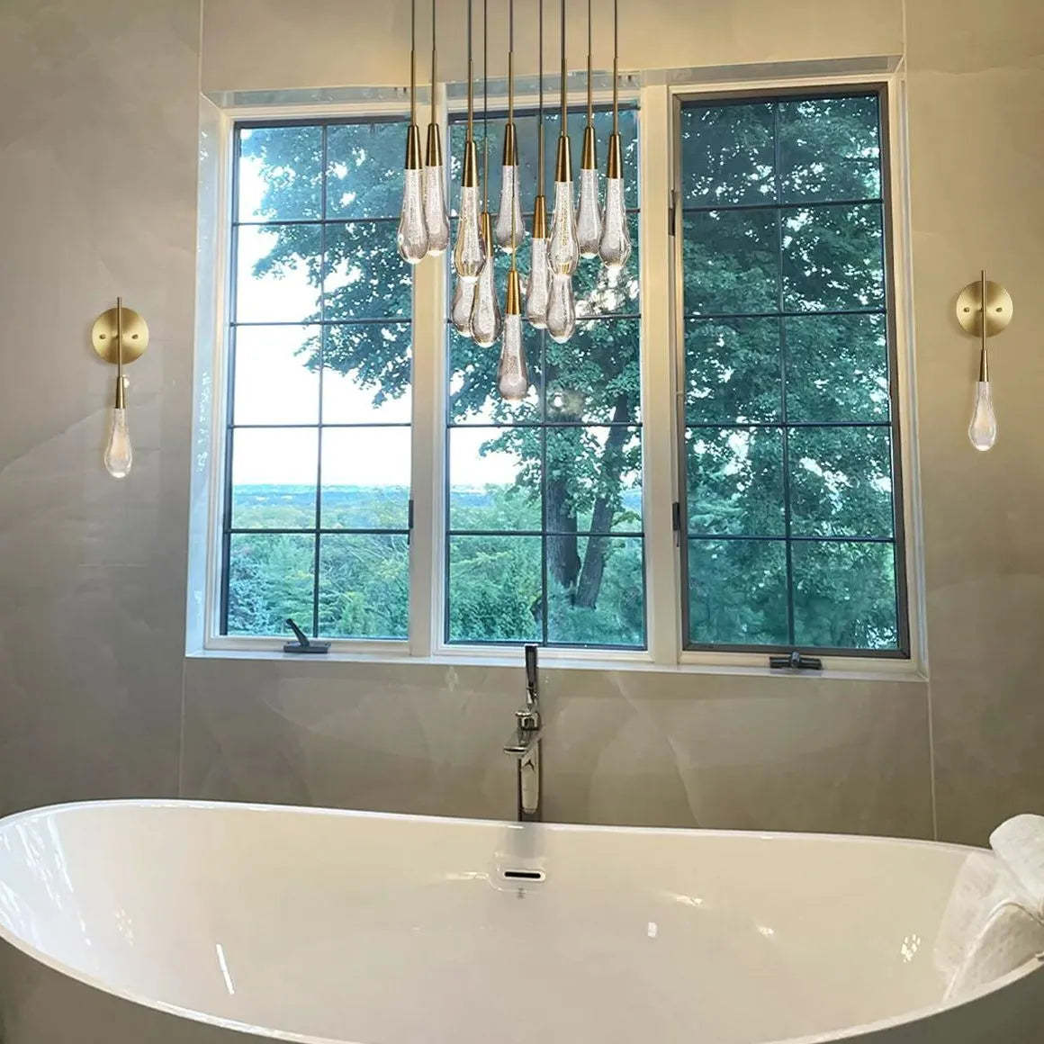Soltaire Modern Round Glass Chandelier 17'' 24'' 36'' 58'' Chandelier Kevin Studio Inc