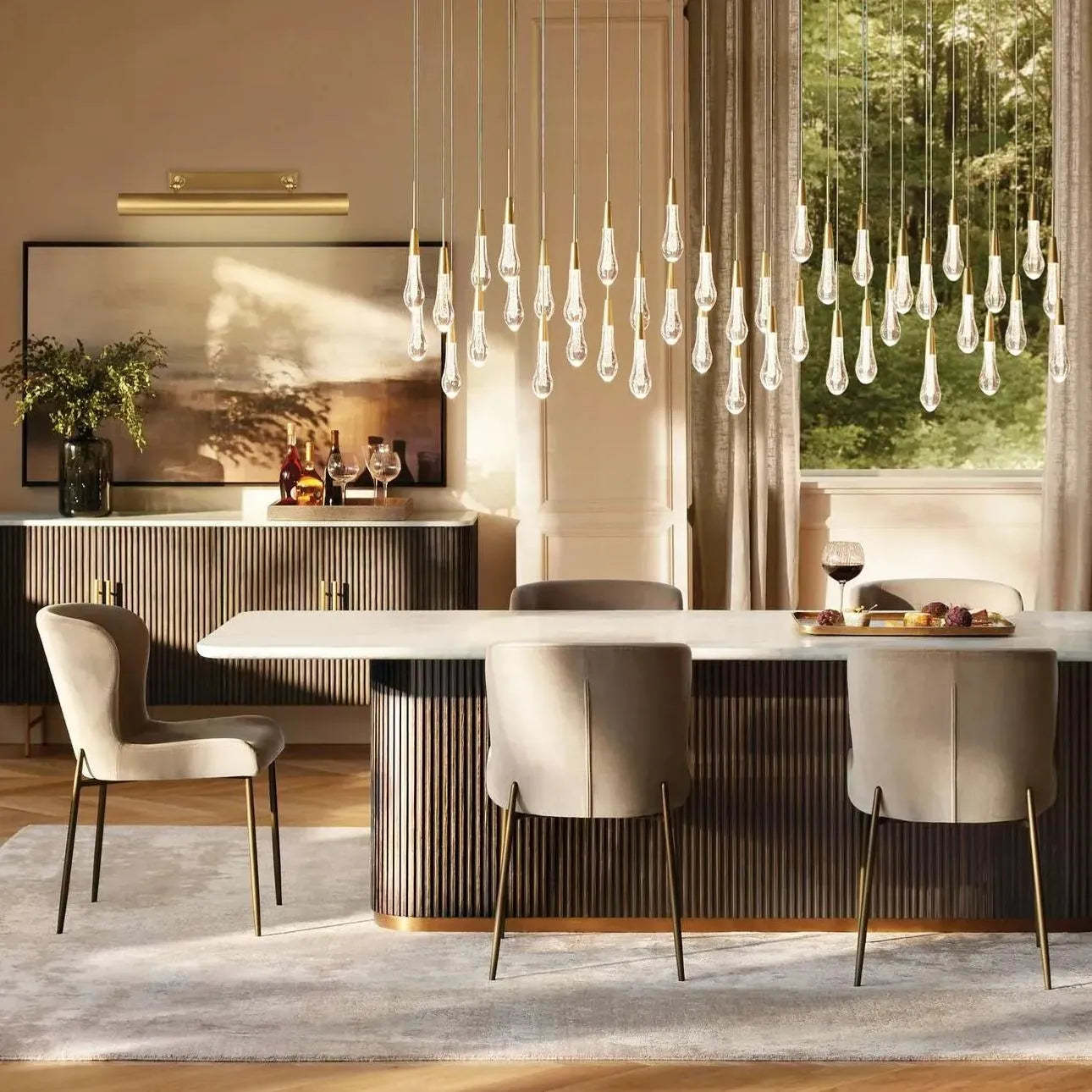Soltaire Modern Glass Linear Chandelier 37'' 50'' 70''W 87"W 120"W Chandelier Kevin Studio Inc Brass 70''