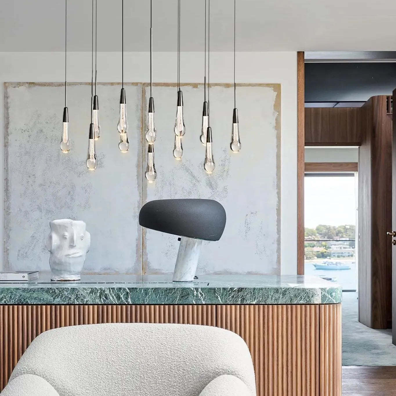 Soltaire Modern Glass Linear Chandelier 37'' 50'' 70''W 87"W 120"W Chandelier Kevin Studio Inc