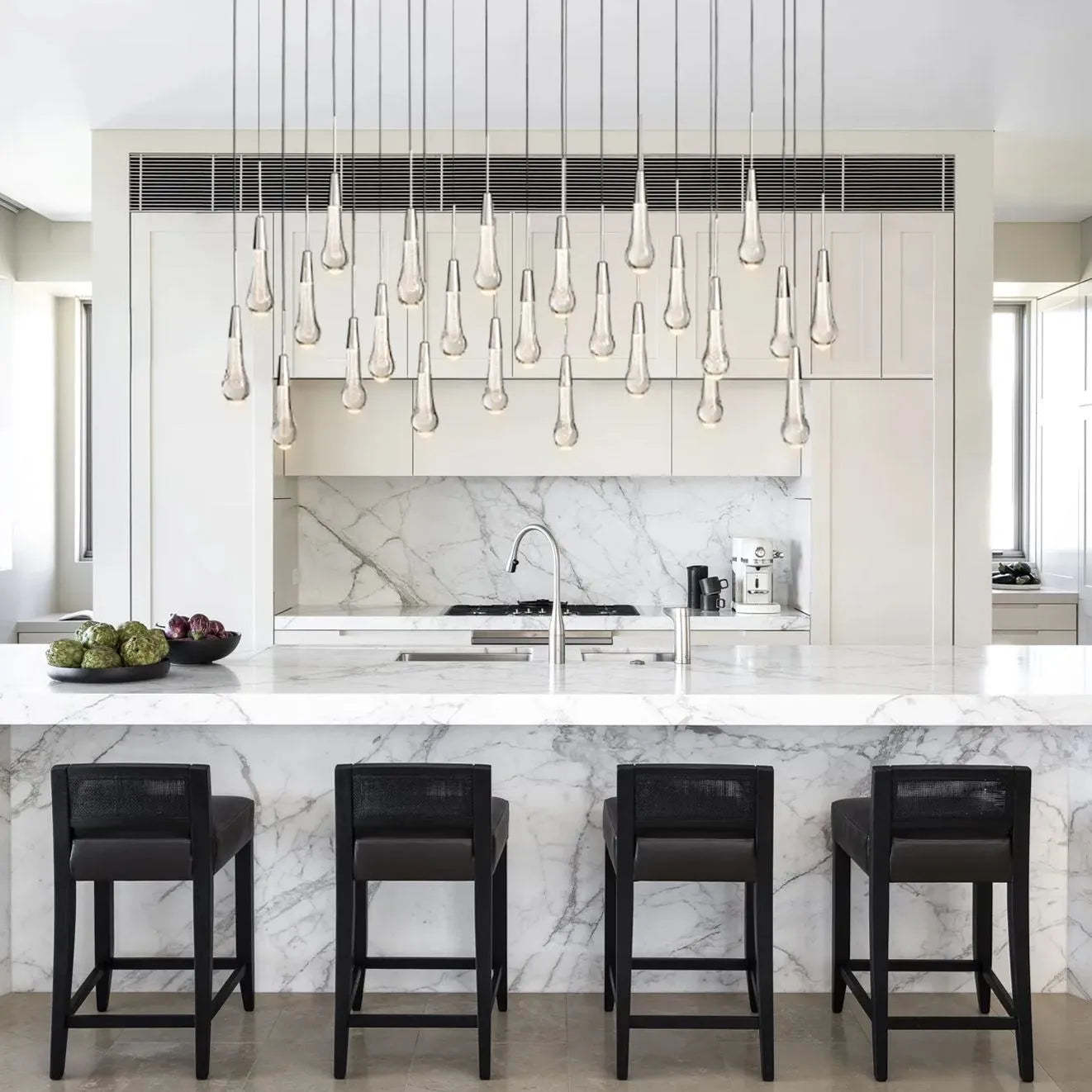 Soltaire Modern Glass Linear Chandelier 37'' 50'' 70''W 87"W 120"W Chandelier Kevin Studio Inc Nickel 50''