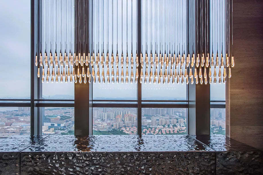 Soltaire Modern Glass Linear Chandelier 37'' 50'' 70''W 87"W 120"W Chandelier Kevin Studio Inc Brass 120"*160lights