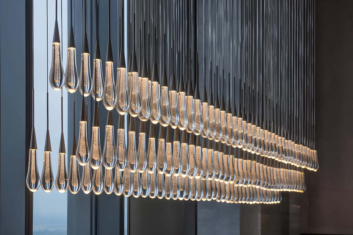 Soltaire Modern Glass Linear Chandelier 37'' 50'' 70''W 87"W 120"W Chandelier Kevin Studio Inc Brass 120"*120lights