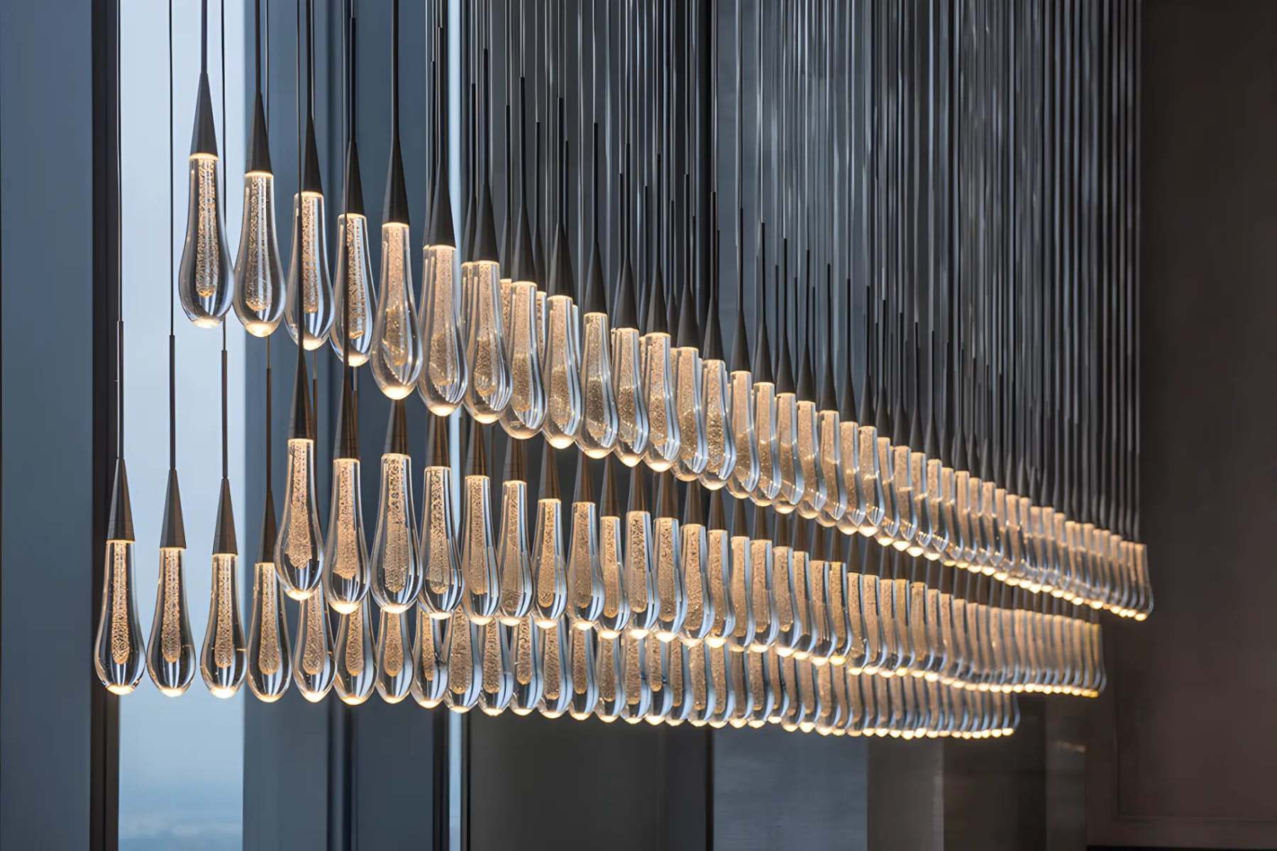 Soltaire Modern Glass Linear Chandelier 37'' 50'' 70''W 87"W 120"W Chandelier Kevin Studio Inc Brass 120"*120lights