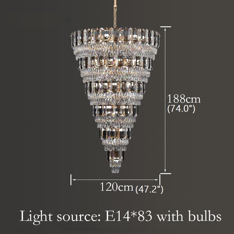 MIRODEMI® Post-modern Grand Crystal Luxury Chandelier for Living Room, Villa, Stairwell Warm light / Dia47.2*H74.0"
