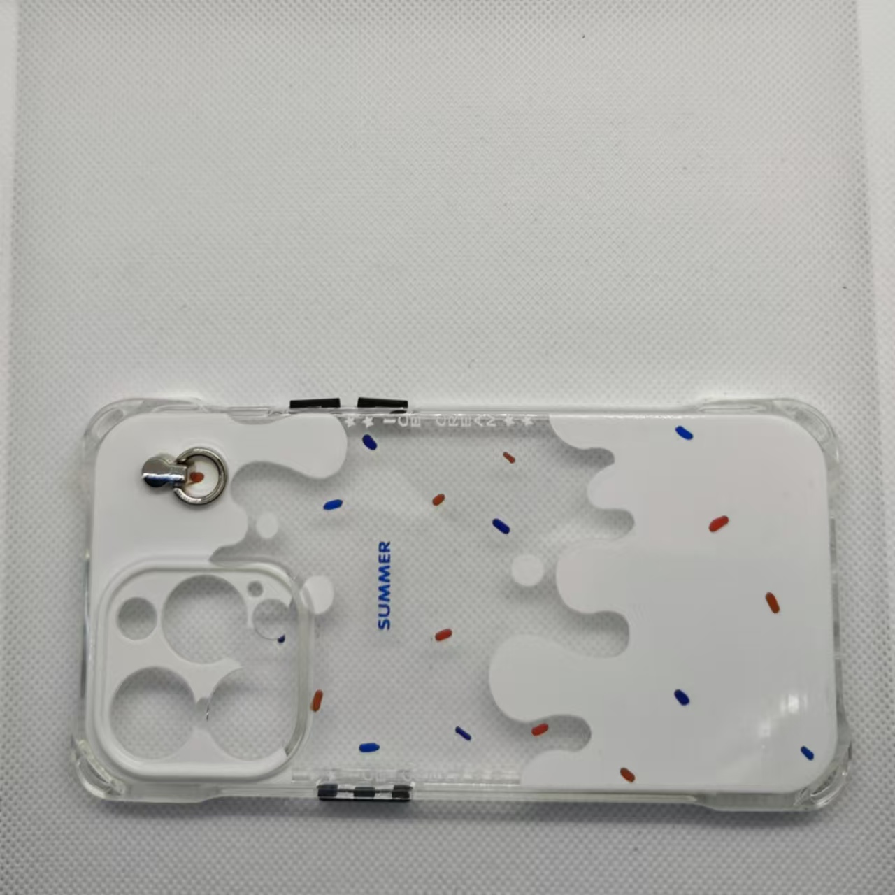 夏のカラフルな流体アート透明スマホケース iPhone 16/15/14/13/12 対応