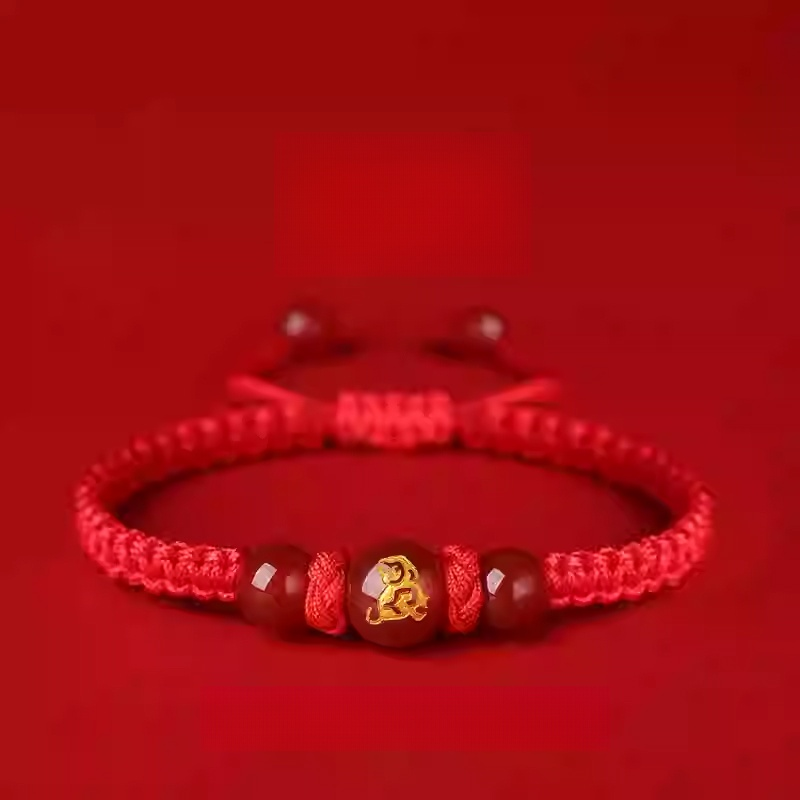 สร้อยข้อมือเชือกสีแดง12ราศีนำโชคดีในปีงูค.ศ.2025