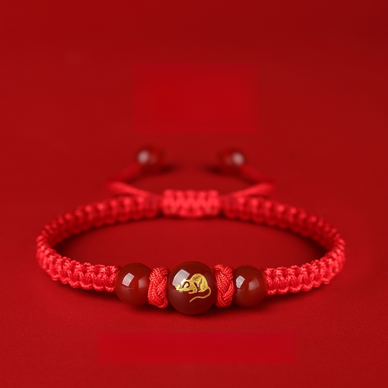 สร้อยข้อมือเชือกสีแดง12ราศีนำโชคดีในปีงูค.ศ.2025