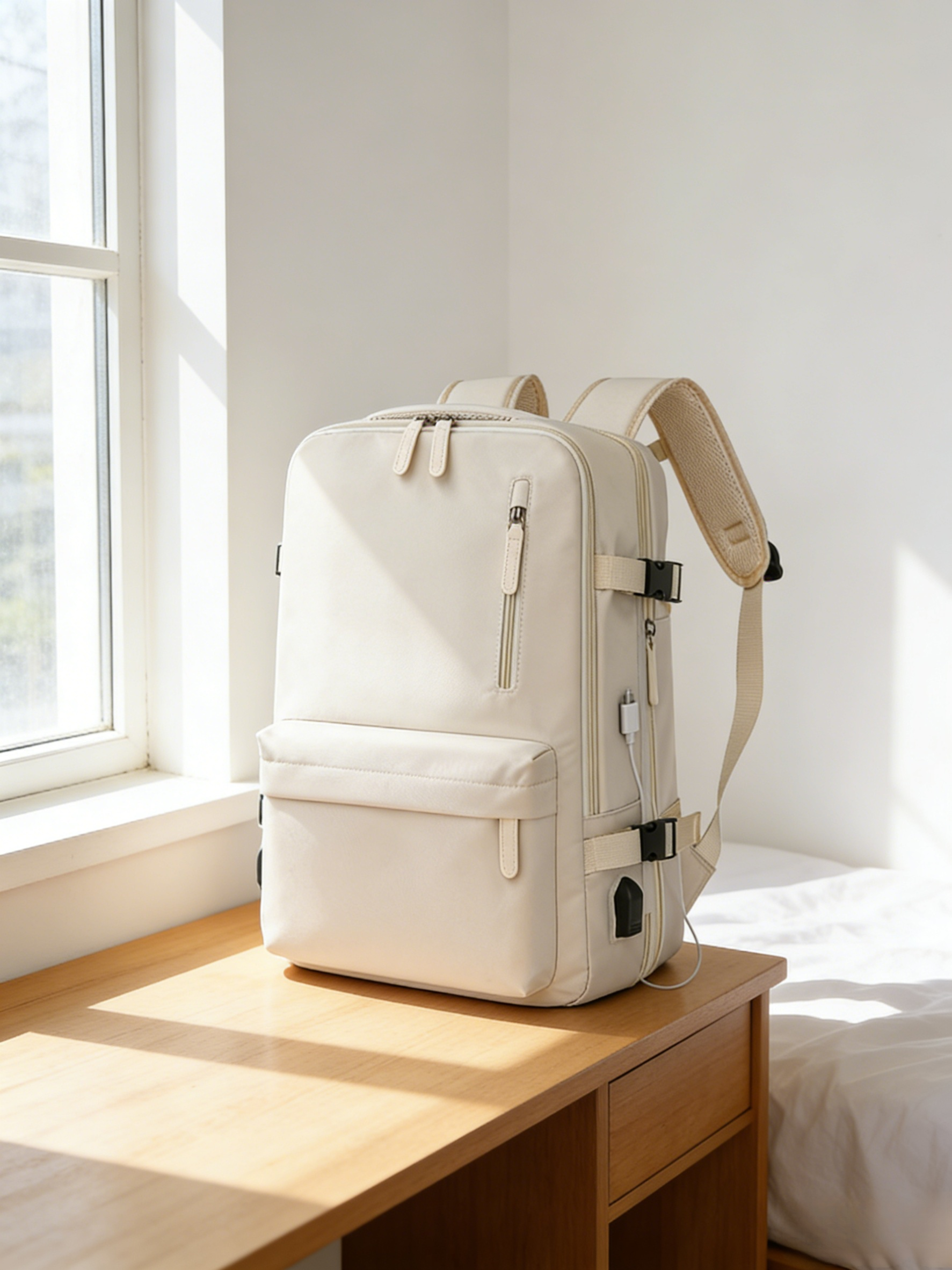 กระเป๋าเป้ที่อัพเกรดและขยายได้พร้อมพอร์ตชาร์จ USB