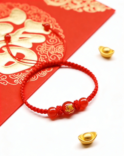 สร้อยข้อมือเชือกสีแดง12ราศีนำโชคดีในปีงูค.ศ.2025