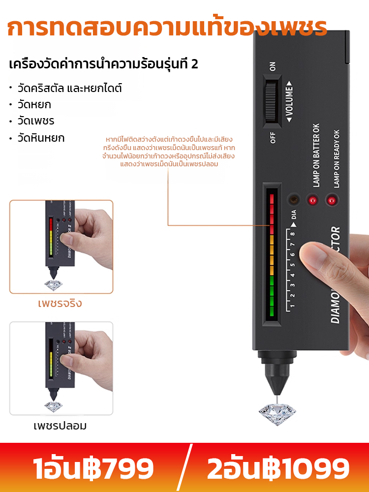 ตรวจสอบของแท้ ปลอมและความแข็ง เครื่องวัดค่าการนำความร้อนสำหรับทดสอบเพชร 