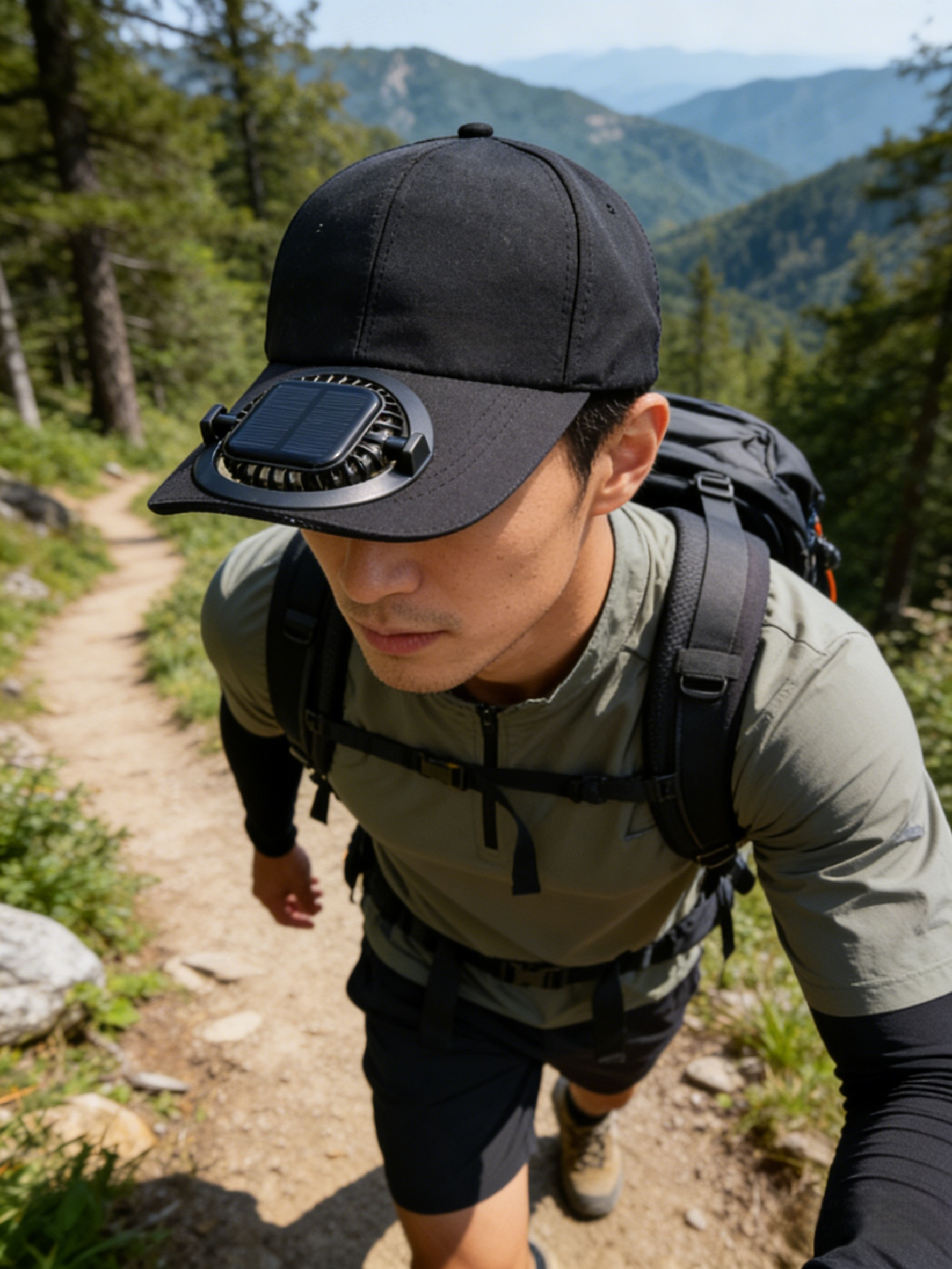 หมวกแก๊ปพร้อมพัดลมชาร์จแบตด้วยพลังงานแสงอาทิตย์