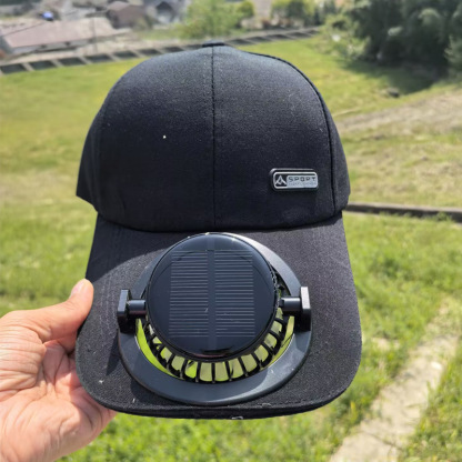 หมวกแก๊ปพร้อมพัดลมชาร์จแบตด้วยพลังงานแสงอาทิตย์