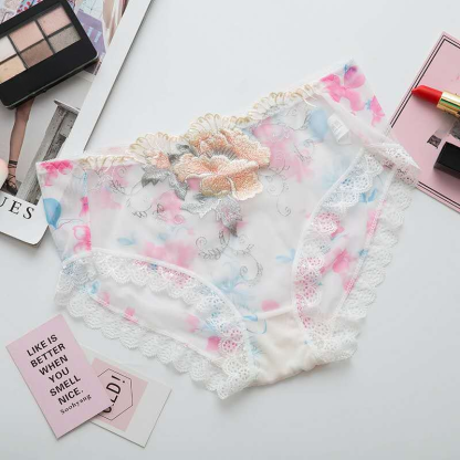 กางเกงในเอวต่ำ ปักลาย