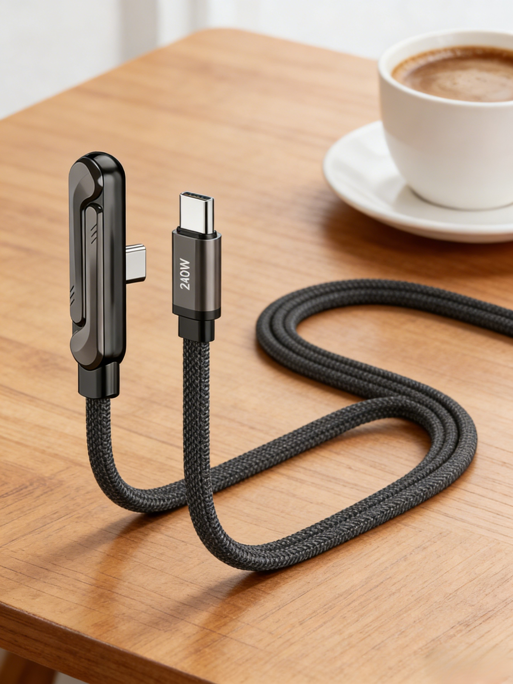 [ขาตั้ง + สายชาร์จ]  สายชาร์จเร็ว 240W แบบพับได้ 2 อิน 1  