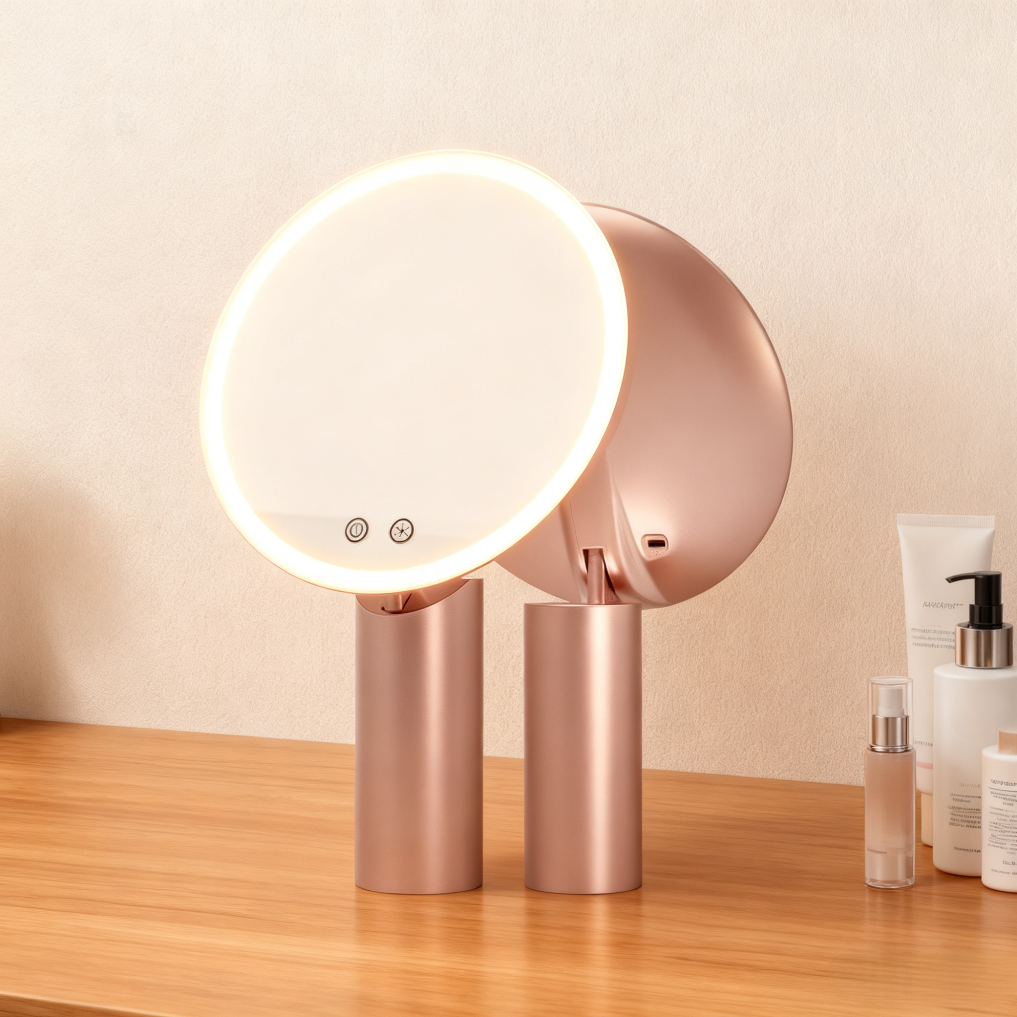 กระจกแต่งหน้าพร้อมไฟLEDแบบหมุนได้360องศา