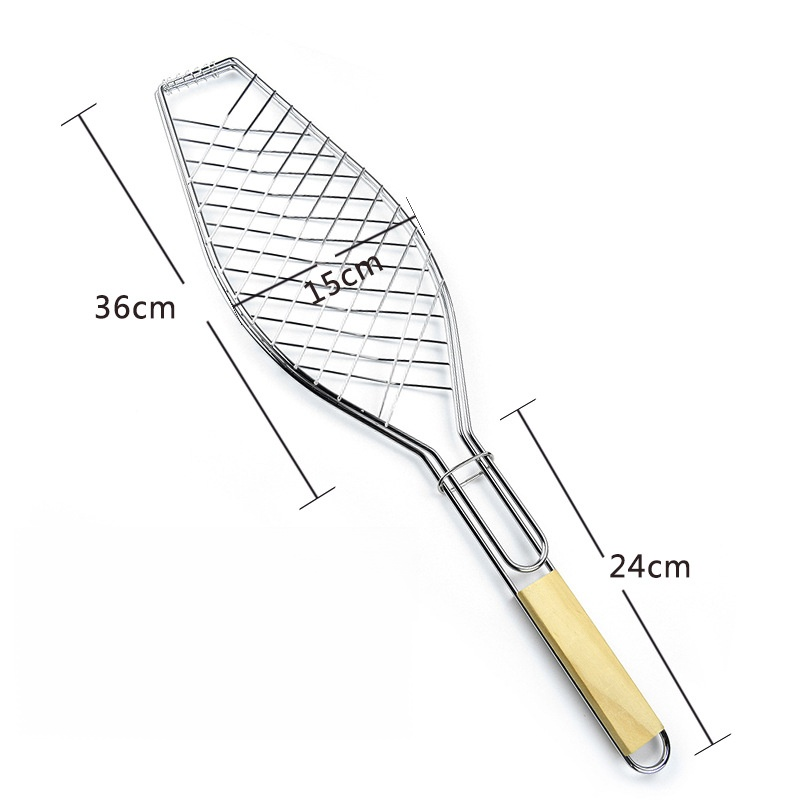  ที่หนีบปลาสแตนเลสเพิ่มหนาแบบชุบสำหรับย่างปลา