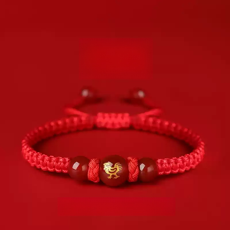สร้อยข้อมือเชือกสีแดง12ราศีนำโชคดีในปีงูค.ศ.2025
