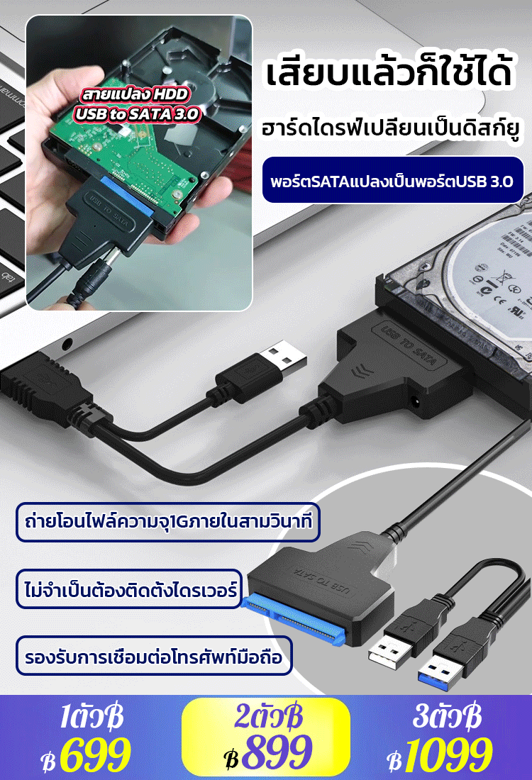 เสียบแล้วก็ใช้ได้ฮาร์ดไดรฟ์เปลี่ยนเป็นแฟลชไดรฟ์ อะแดปเตอร์ไดรฟ์โซลิดสเตท 