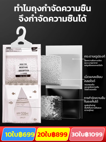 1ถุงใช้ได้60วัน ถุงกำจัดความชื้นแบบแขวน
