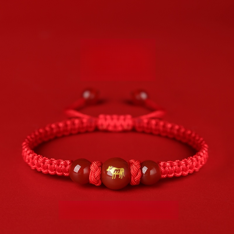 สร้อยข้อมือเชือกสีแดง12ราศีนำโชคดีในปีงูค.ศ.2025