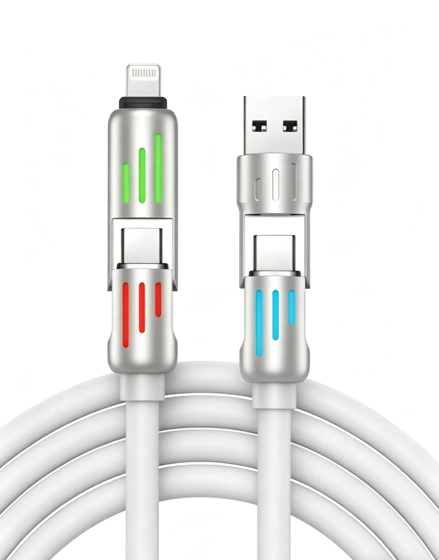 สายชาร์จซิลิโคนแบบสองพอร์ตชาร์จเร็วพิเศษ 240W