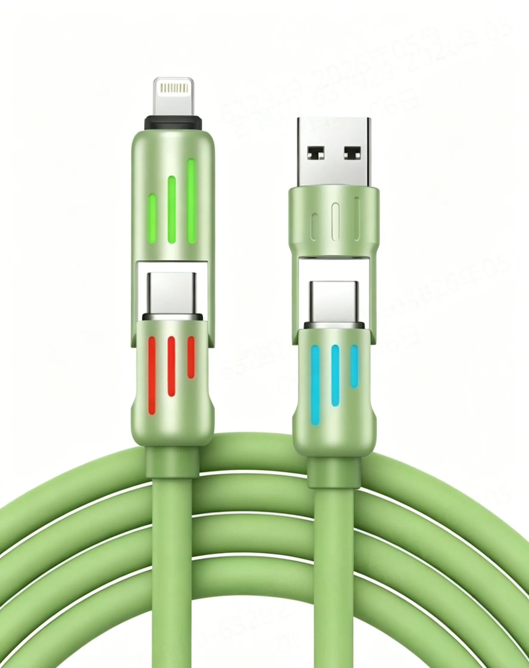 สายชาร์จซิลิโคนแบบสองพอร์ตชาร์จเร็วพิเศษ 240W
