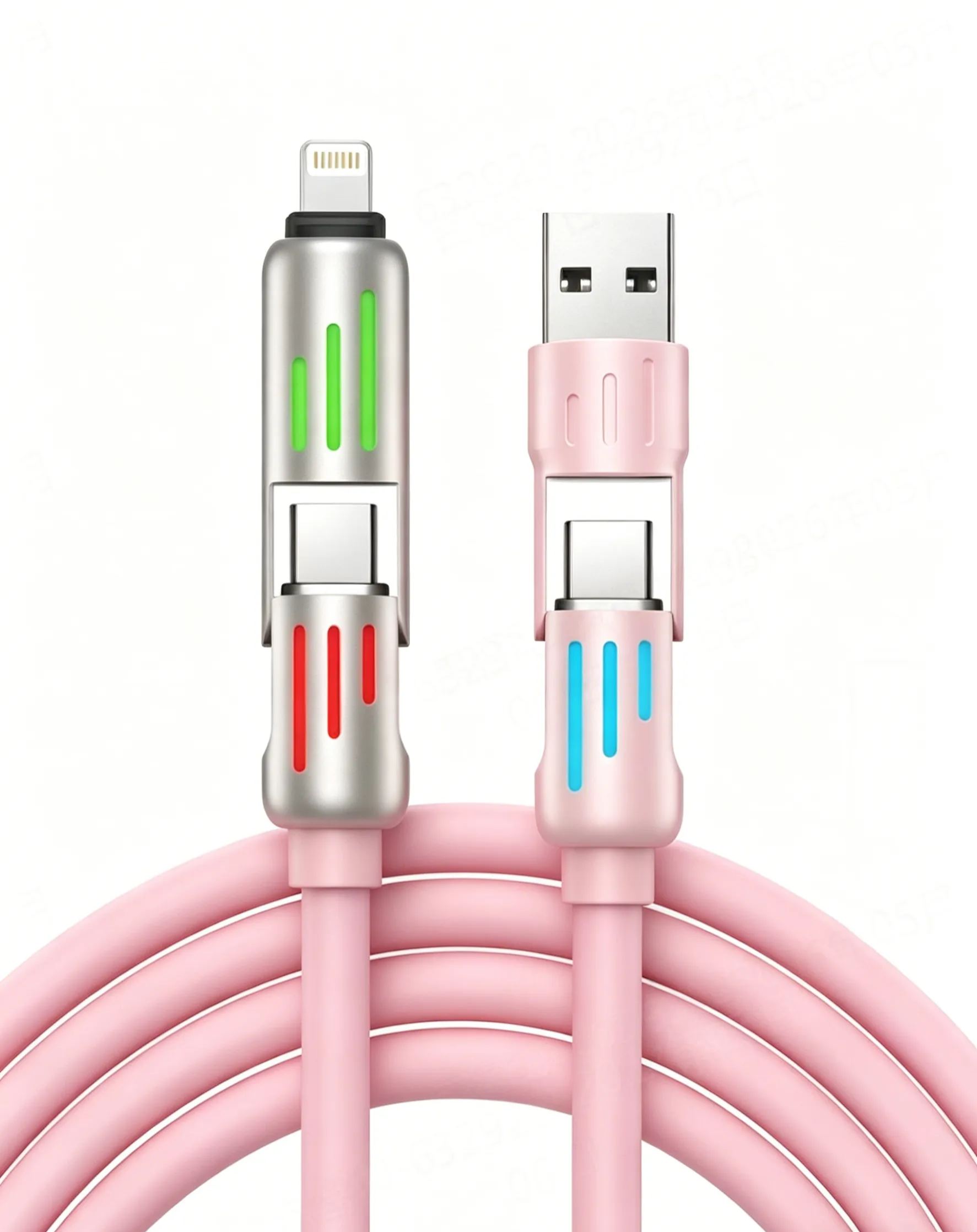 สายชาร์จซิลิโคนแบบสองพอร์ตชาร์จเร็วพิเศษ 240W