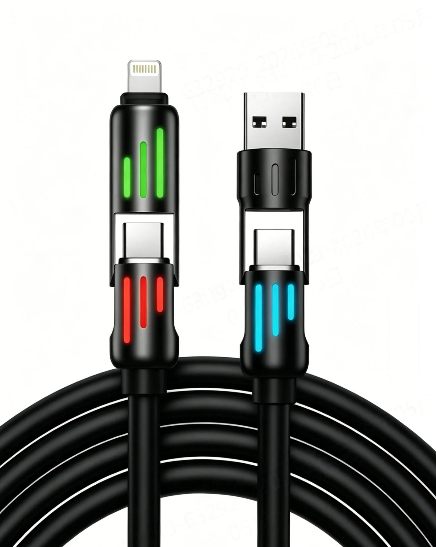 สายชาร์จซิลิโคนแบบสองพอร์ตชาร์จเร็วพิเศษ 240W