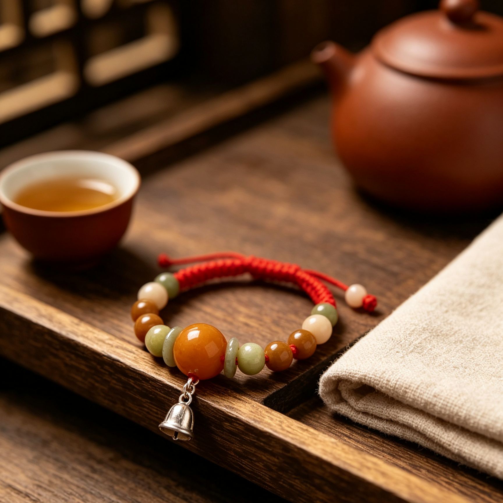 【สร้อยข้อมือเชือกหยกศักดิ์สิทธิ์เสริมดวงด้วยมนต์แห่งปรมาจารย์】