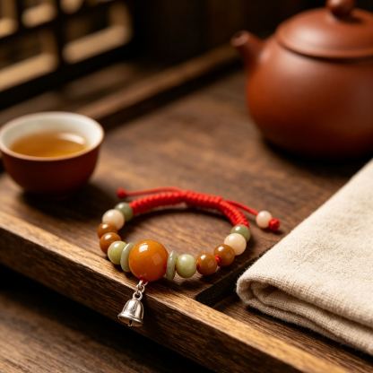 【สร้อยข้อมือเชือกหยกศักดิ์สิทธิ์เสริมดวงด้วยมนต์แห่งปรมาจารย์】