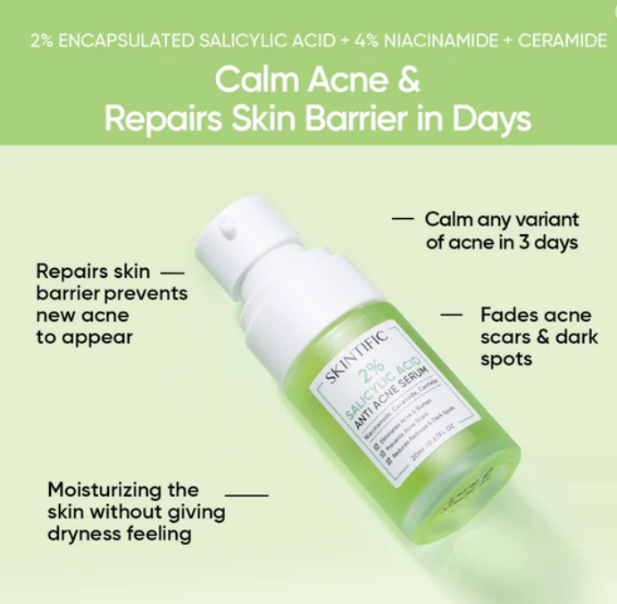 SKINTIFIC 2% SALICYLIC ACID ANTI ACNE SERUM 20ML,  (SS4)
