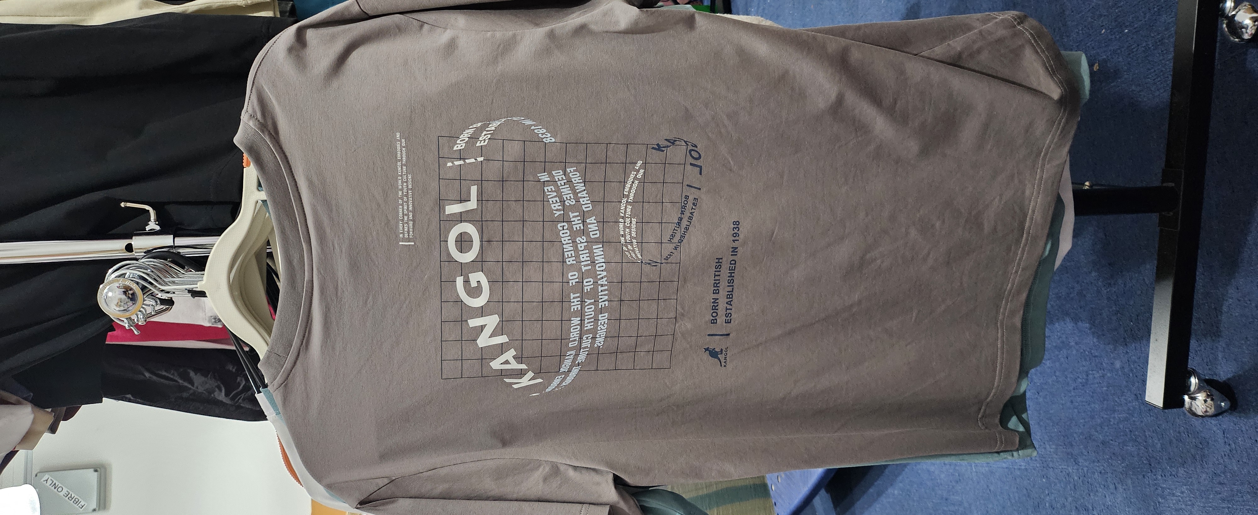 [S] KANGOL UNISEX ROUND WORDS T-SHIRT GREY  (SIN558)