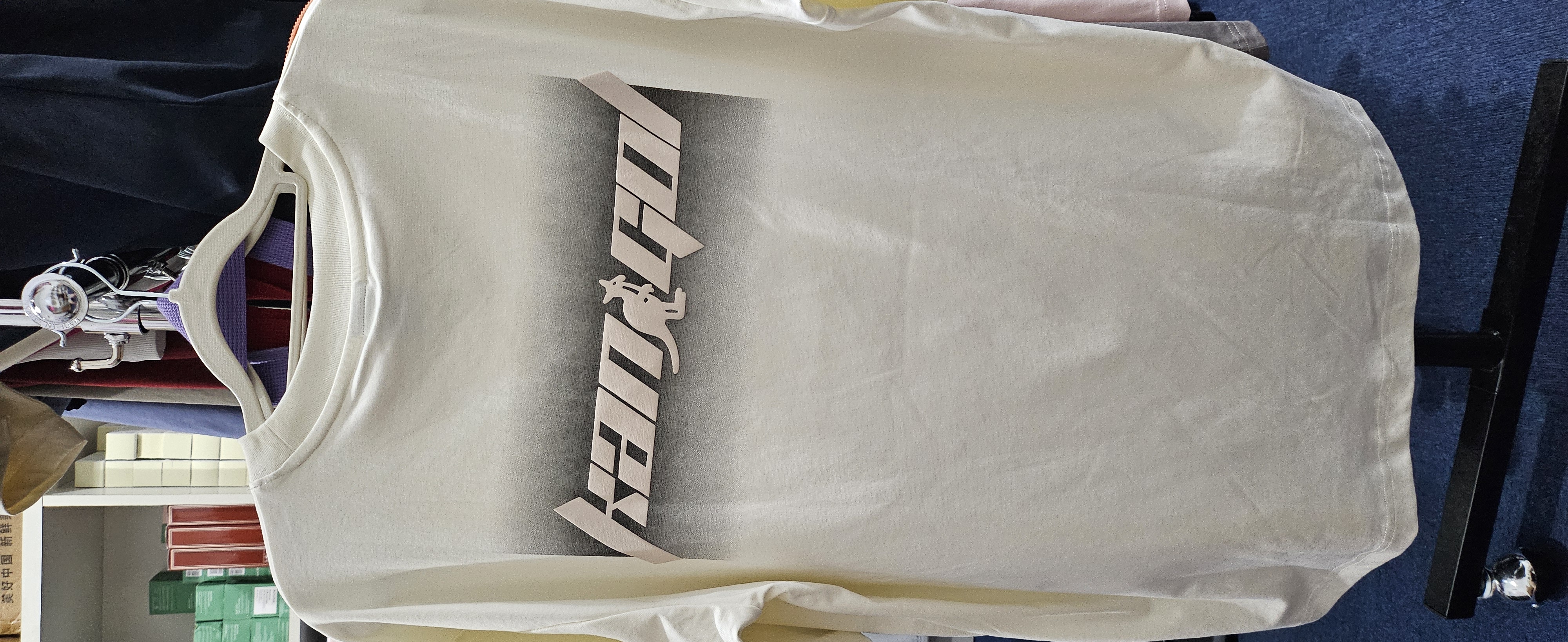 [S] KANGOL FRONT BIG LOGO T-SHIRT LIGHT YELLOW  (SIN514)