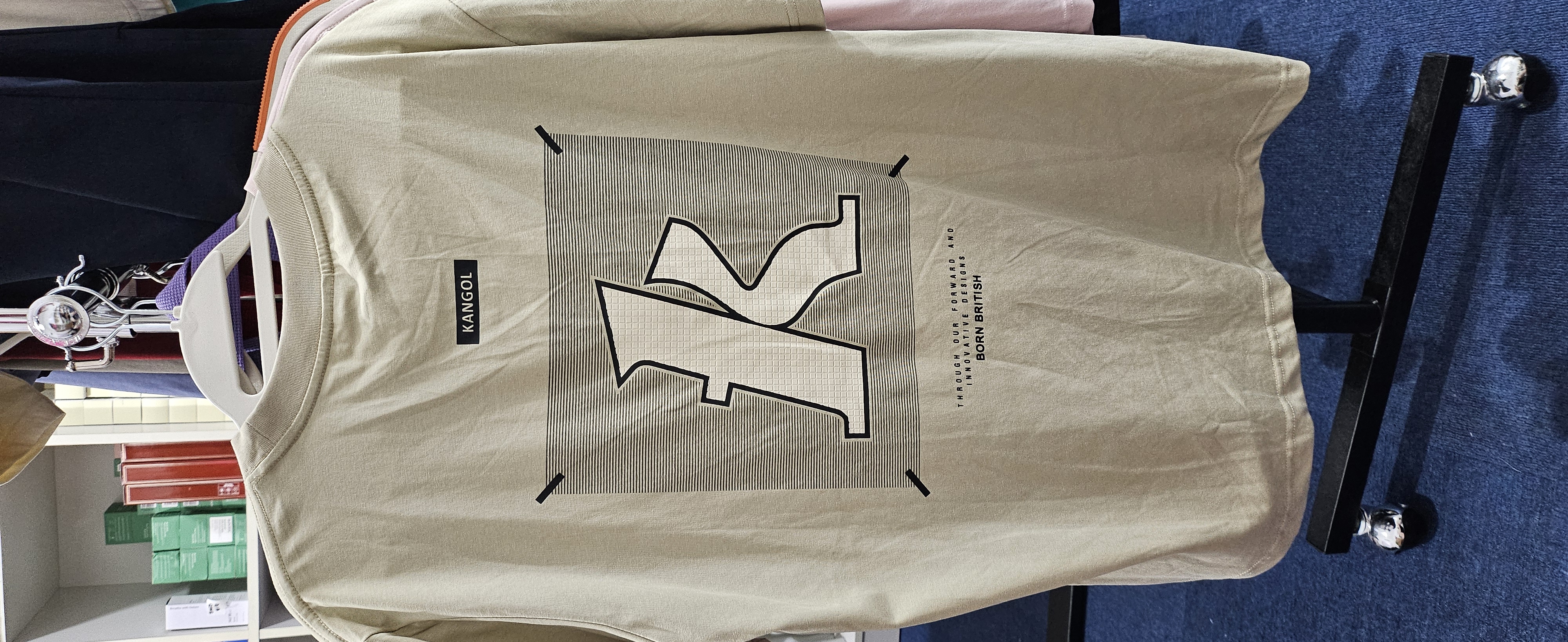 [S] KANGOL BOXED "K" T-SHIRT LIGHT KHAKI  (SIN516)