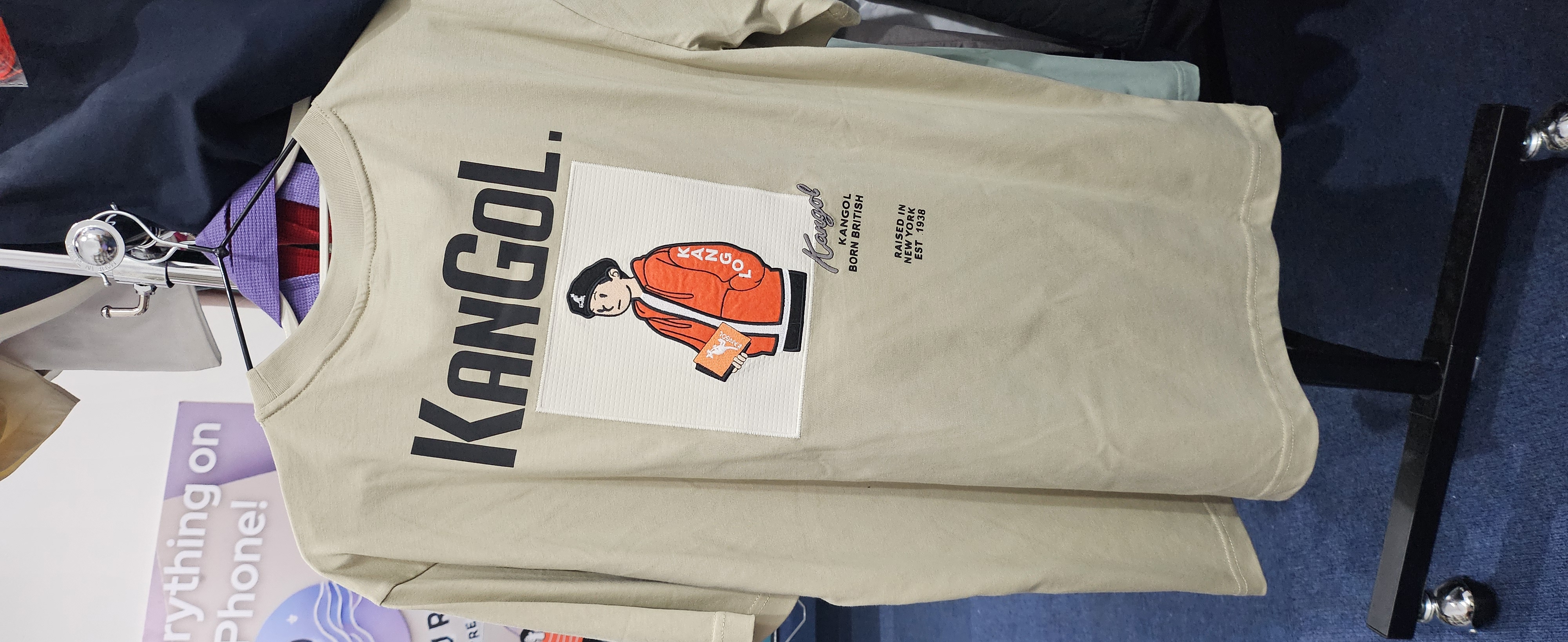 [S] KANGOL 1938 PATCH T-SHIRT LIGHT KHAKI  (SIN538)