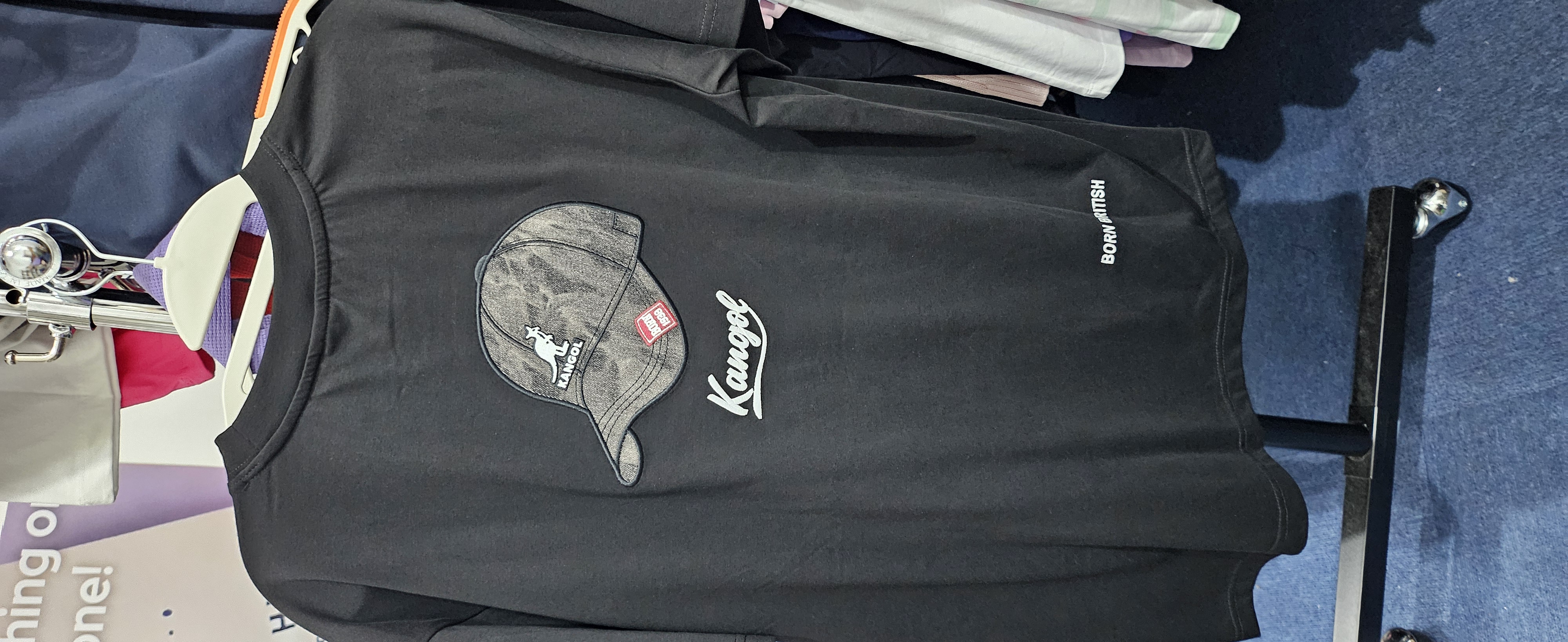 [S] KANGOL CAP T-SHIRT BLACK  (SIN493)