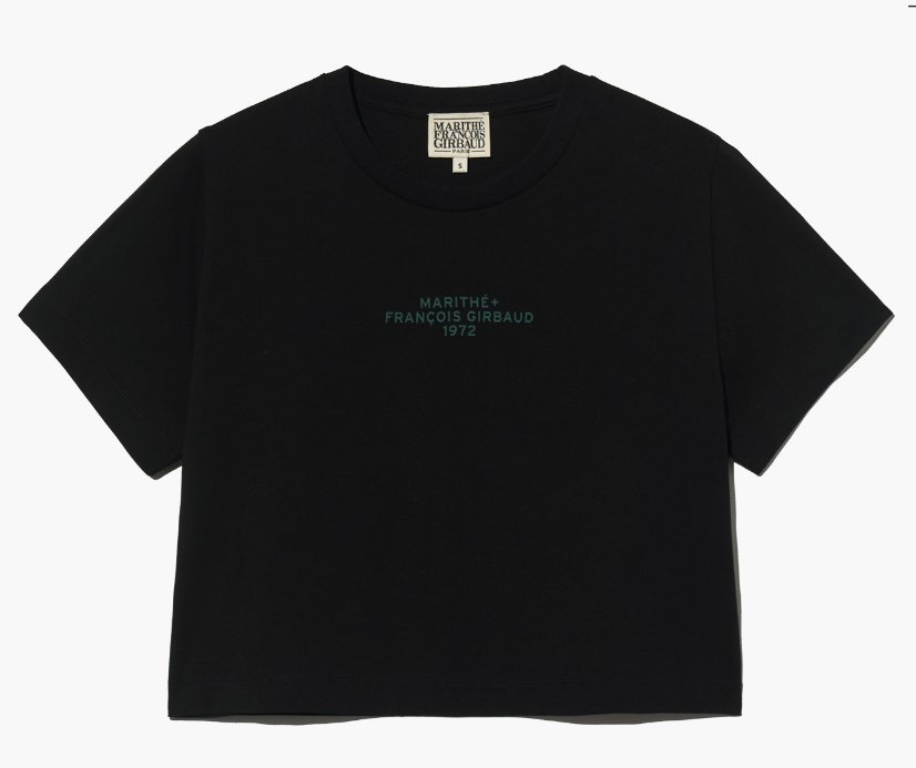 [S] MARITHE W LETTERING CROP T-SHIRT,BLACK  (SIN635)