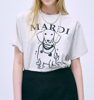 [S] MARDI TSHIRT SWING THE TAIL DDANJI PEARL NECKLACE,OATMEAL BLACK  (SIN266)