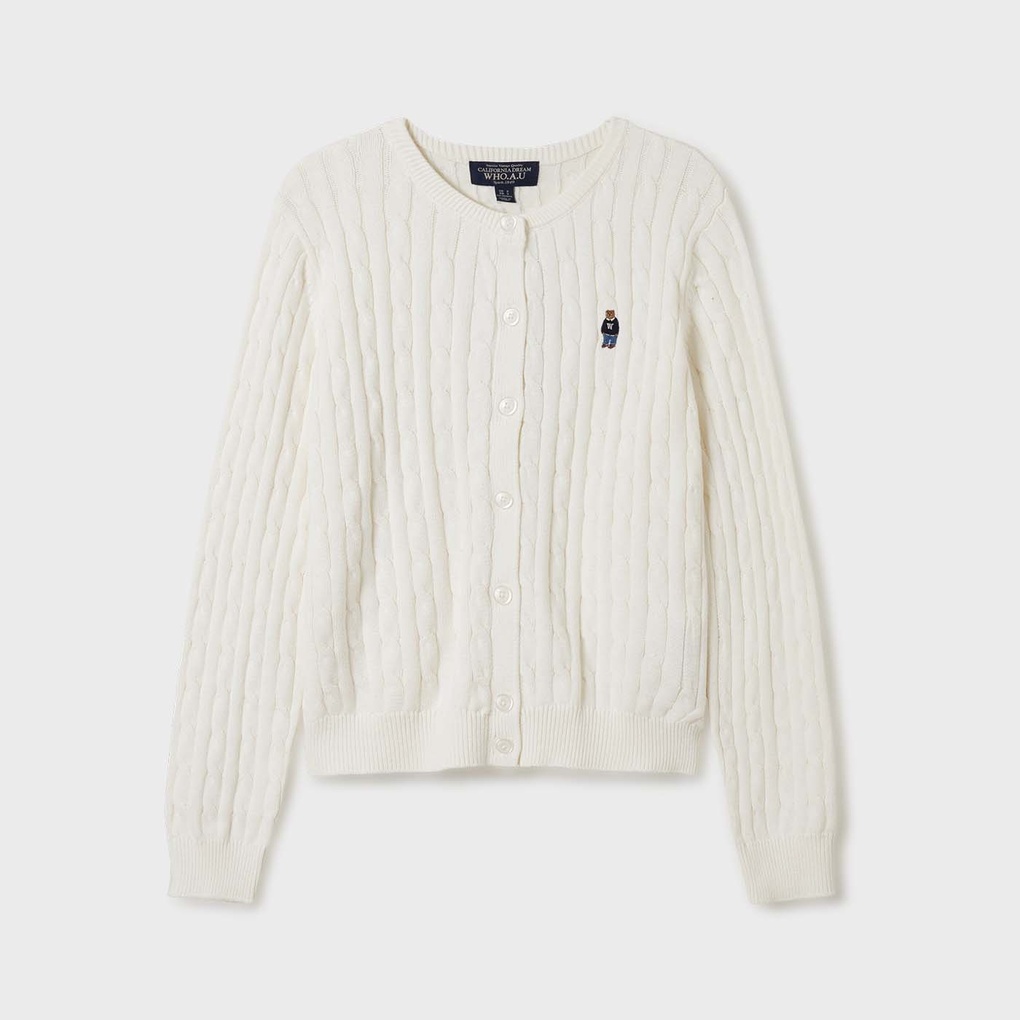 [S] WHO.A.U STEVE CABLE CARDIGAN,(39)IVORY  (SIN279)
