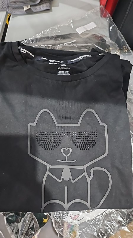 [S] AURA KARL LAGERFELD CHOUPETTE LOGO TEE,BLACK/BLACK  (SIN804)