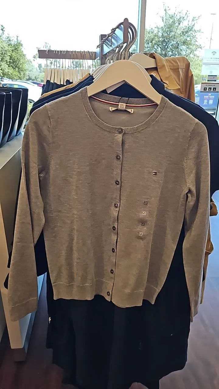 [S] TOMMY HILFIGER LIGHT WEIGHT CARDIGAN,GREY  (SIN376)