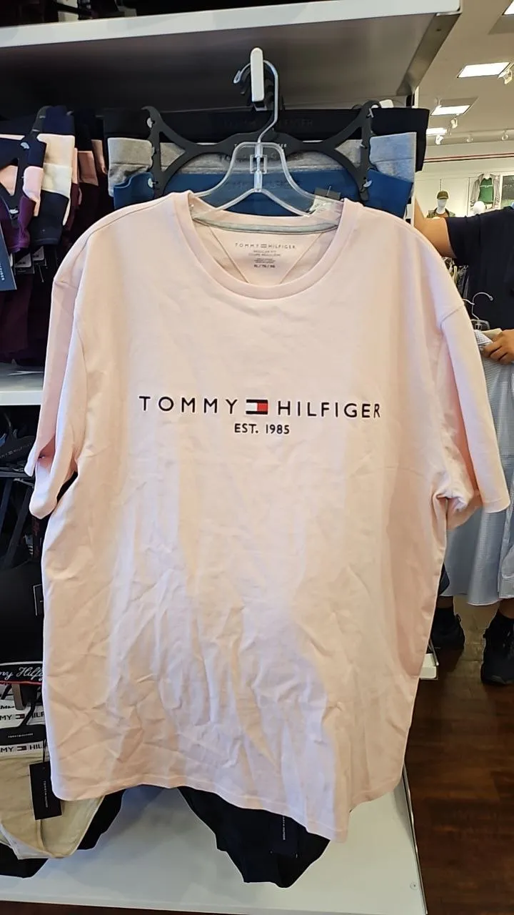 [S] TOMMY HILFIGER EMBROIDERED TOMMY LOGO T-SHIRT,PINK  (SIN388)