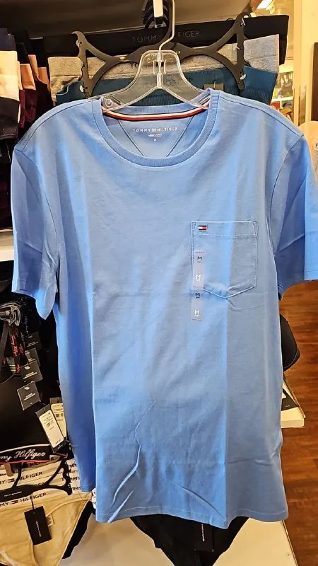 [S] TOMMY HILFIGER EVERYDAY POCKET T-SHIRT,BLUE  (SIN393S)