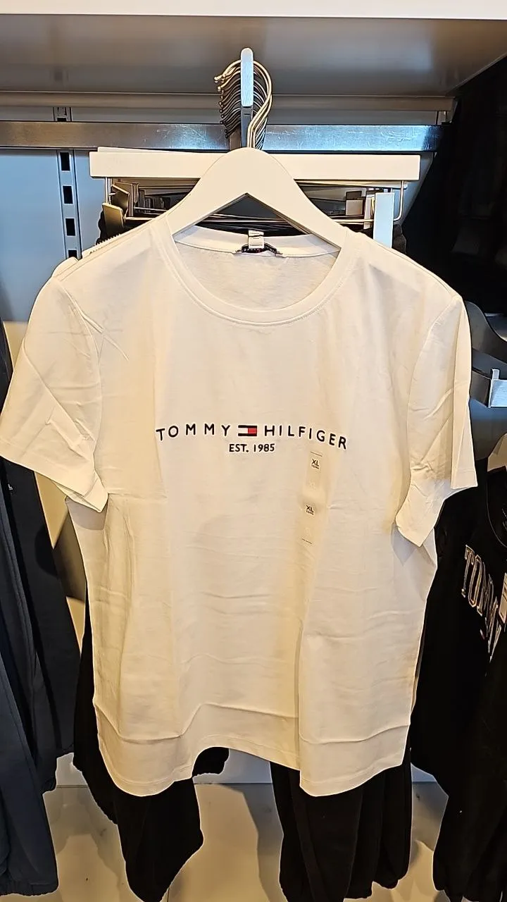 [S] TOMMY HILFIGER EMBROIDERED TOMMY LOGO T-SHIRT,WHITE    (SIN398)