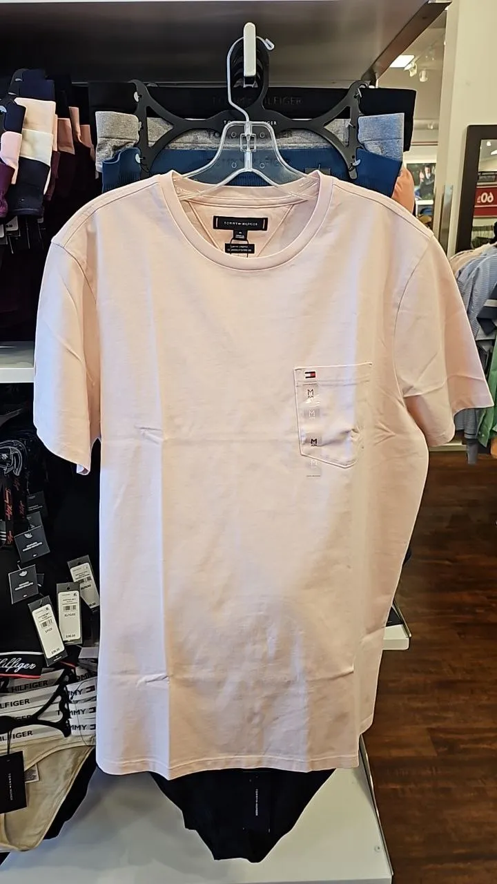 [S] TOMMY HILFIGER MEN'S SLIM FIT POCKET T-SHIRT,PINK  (SIN416)