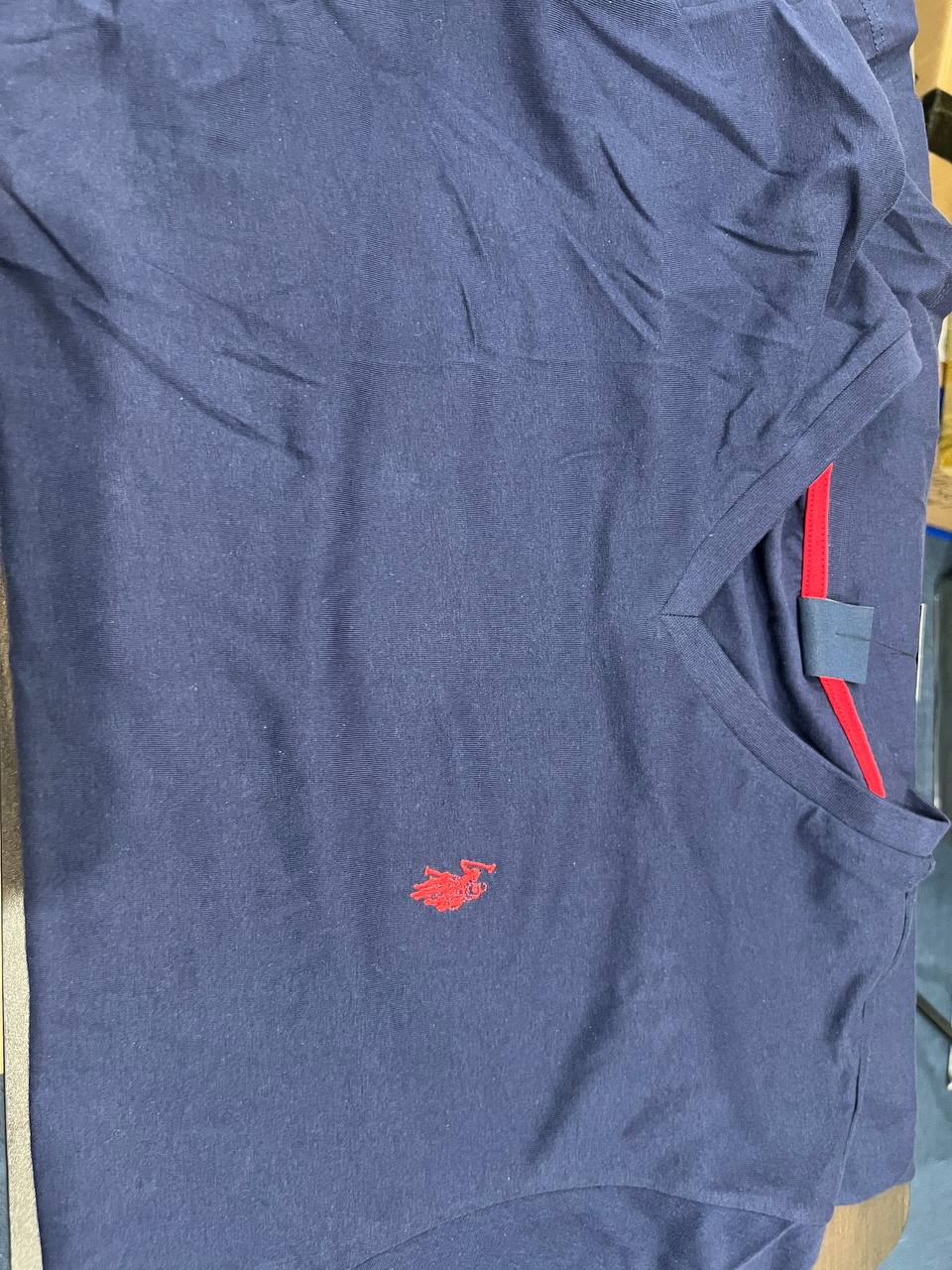 [S] US POLO SOLID V-NECK T-SHIRT,CLASSIC NAVY  (SIN451)