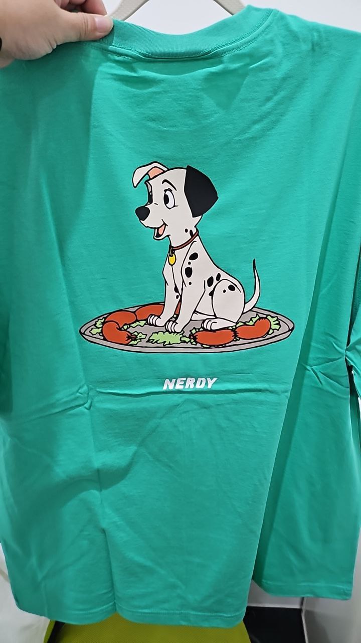 [S] NERDY X DISNEY SAUSAGE S/S T-SHIRT (DALMATIAN),GREEN  (SIN681)