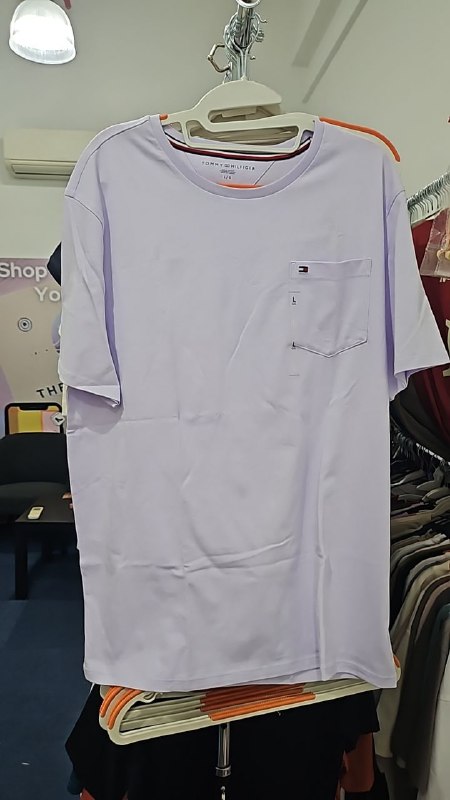 [S] TOMMY HILFIGER POCKET T-SHIRT,PURPLE  (SIN748)