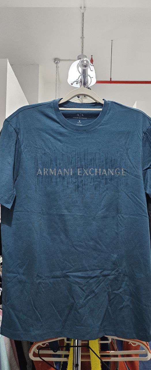 [S] ARMANI EXCHANGE BLING BLING LOGO LETERING T-SHIRT,LEGION BLUE  (SIN768)